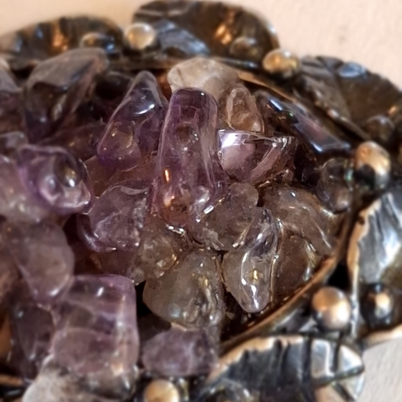 30" Milor Italy 925 Sterling Silver Chain 8.8 grams Unique Amethyst Chip Druzy - Picture 7 of 11